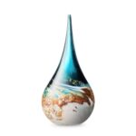 Glazen urn - Elegance-line small drop turquoise blauw - 0,06 Liter
