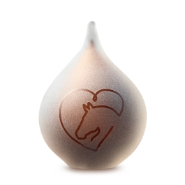 Glazen urn - Frosted Bubble cognac paard-hart bruin - 0,12 Liter Glazen urn - Frosted Bubble cognac paard-hart bruin - 0,12 Liter