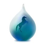 Glazen urn - Frosted Bubble green-blue paard - 0,12 Liter