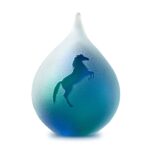 Glazen urn - Frosted Bubble green-blue paard - 0,12 Liter