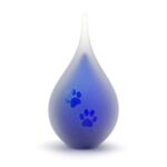 Glazen urn - Frosted druppel small darkblue pootjes blauw - 0,05 Liter