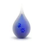 Glazen urn - Frosted druppel small darkblue pootjes blauw - 0,05 Liter