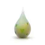 Glazen urn - Frosted druppel small gold-green hartjes - 0,05 Liter
