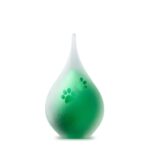 Glazen urn - Frosted druppel small green pootjes groen - 0,05 Liter