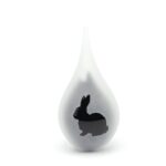 Glazen urn - Frosted druppel small konijn zittend - 0,05 Liter