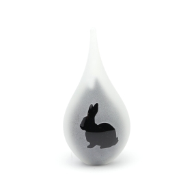 Glazen urn - Frosted druppel small konijn zittend - 0,05 Liter Glazen urn - Frosted druppel small konijn zittend - 0,05 Liter