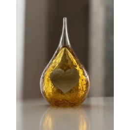 Glazen urn - Frosted druppel small krakele gold hart goud - 0,05 Liter Glazen urn - Frosted druppel small krakele gold hart goud - 0,05 Liter