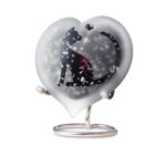 Glazen urn - Frosted heart black-silver kat staart en hartje - 0,18 Liter