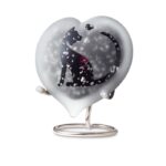 Glazen urn - Frosted heart black-silver kat staart en hartje - 0,18 Liter
