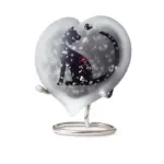 Glazen urn - Frosted heart black-silver kat staart en hartje - 0,18 Liter