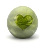 Glazen urn - Frosted marble hart green groen - 1,50 Liter