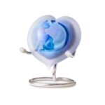 Glazen urn - Frosted medium heart blue kat staart en hartje blauw - 0,05 Liter