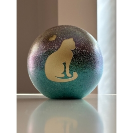 Glazen urn - Frosted Noorderlicht 0.5 Kat zittend en hartje gold brushed - 0,50 Liter Glazen urn - Frosted Noorderlicht 0.5 Kat zittend en hartje gold brushed - 0,50 Liter