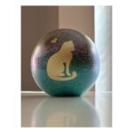 Glazen urn - Frosted Noorderlicht 0.5 Kat zittend en hartje gold brushed - 0,50 Liter