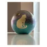 Glazen urn - Frosted Noorderlicht 0.5 Kat zittend en hartje gold brushed - 0,50 Liter
