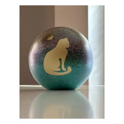 Glazen urn - Frosted Noorderlicht 0.5 Kat zittend en hartje gold brushed - 0,50 Liter