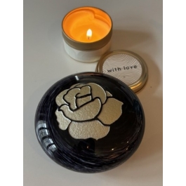 Glazen urn - Frosted pebble round black-white melange small roos gold brushed - 0,10 Liter Glazen urn - Frosted pebble round black-white melange small roos gold brushed - 0,10 Liter