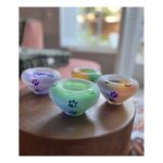 Glazen urn - Frosted tealight blue-green pootjes - 0,04 Liter