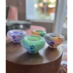 Glazen urn - Frosted tealight blue-green pootjes - 0,04 Liter