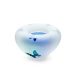 Glazen urn - Frosted tealight green-blue met vlindertjes - 0,04 Liter