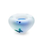 Glazen urn - Frosted tealight green-blue met vlindertjes - 0,04 Liter