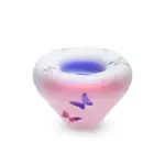 Glazen urn - Frosted tealight rose-blue met vlindertjes - 0,04 Liter