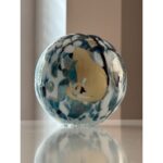 Glazen urn - Frosted turquoise-black-white 0.5 Kat zittend en hartje gold brushed - 0,50 Liter