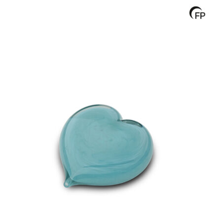 Glazen urn - keepsake hart blauw - 0,02 Liter