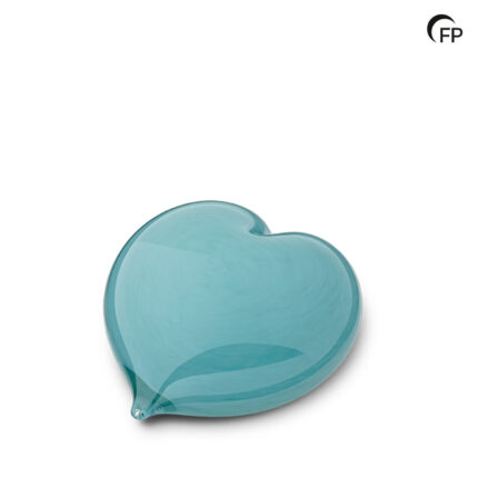 Glazen urn - mini hart blauw - 0,10 Liter