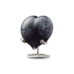 Glazen urn - Pebble heart black white melange - 0,02 Liter