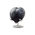 Glazen urn - Pebble heart black white melange - 0,02 Liter