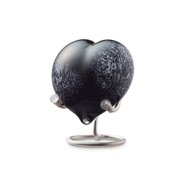 Glazen urn - Pebble heart black white melange - 0,02 Liter Glazen urn - Pebble heart black white melange - 0,02 Liter