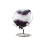 Glazen urn - Pebble heart black white opaque - 0,02 Liter