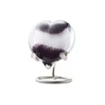 Glazen urn - Pebble heart black white opaque - 0,02 Liter