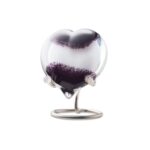 Glazen urn - Pebble heart black white opaque - 0,02 Liter
