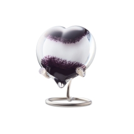 Glazen urn - Pebble heart black white opaque - 0,02 Liter Glazen urn - Pebble heart black white opaque - 0,02 Liter