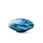 Glazen urn - Round pebble turquiose-green-blue-white 15 cm blauw - 0,35 Liter
