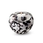 Glazen urn - Tealight black-white-opaque paars - 0,09 Liter