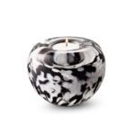 Glazen urn - Tealight black-white-opaque paars - 0,09 Liter