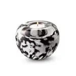Glazen urn - Tealight black-white-opaque paars - 0,09 Liter