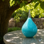 Glazen urn - Memorie druppel turquoise medium - 0,28 Liter - Afbeelding 3