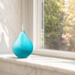 Glazen urn - Memorie druppel turquoise medium - 0,28 Liter - Afbeelding 5