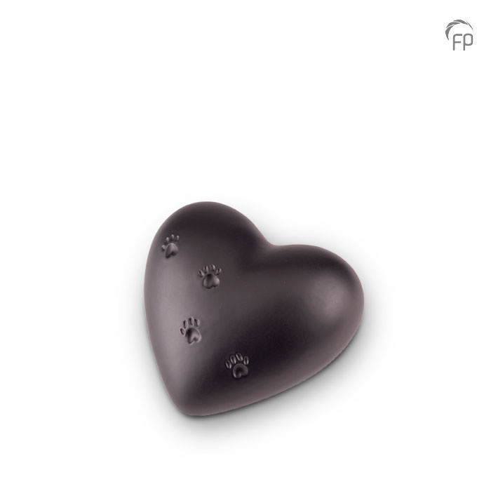 Keramische dierenurn - hart mini zwart - 0,70 Liter Keramische dierenurn - hart mini zwart - 0,70 Liter