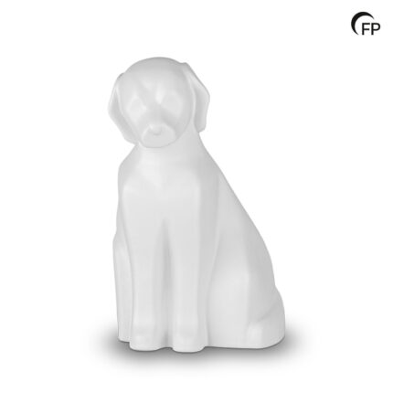 Keramische dierenurn - Hond mat wit - 1,80 Liter