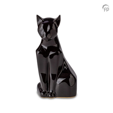 Keramische dierenurn - Kat glanzend zwart - 0,60 Liter