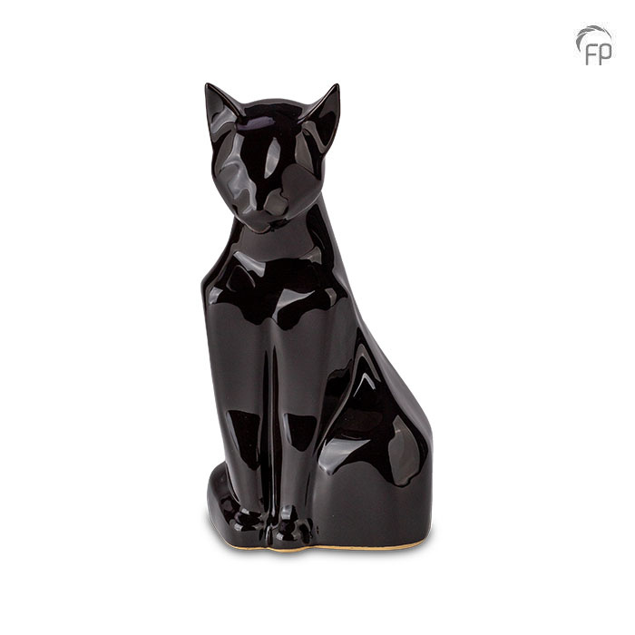 Keramische dierenurn - Kat glanzend zwart - 0,60 Liter Keramische dierenurn - Kat glanzend zwart - 0,60 Liter