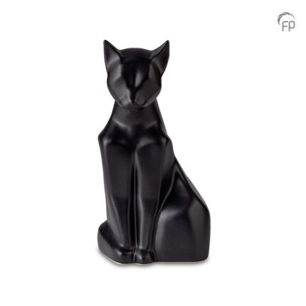 Keramische dierenurn - Kat mat zwart - 0,60 Liter