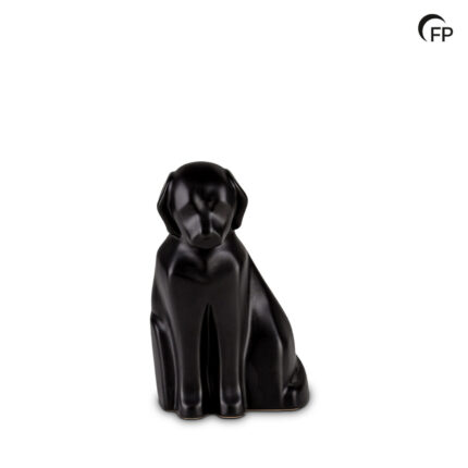 Keramische dierenurn - medium Hond mat zwart - 0,80 Liter