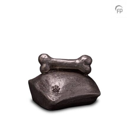 Keramische dierenurn - zilverkleur - 0,70 Liter