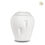 Keramische urn - Baby Footprints Child Eco Pigment crème - 0,80 Liter